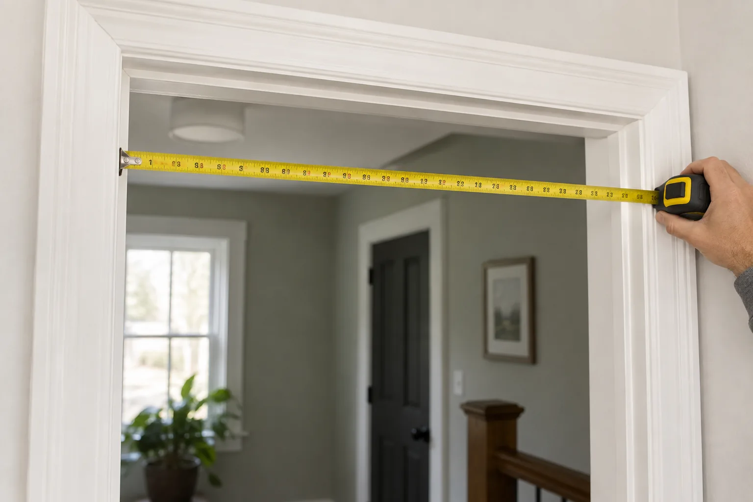 A doorway being measured before a large delivery